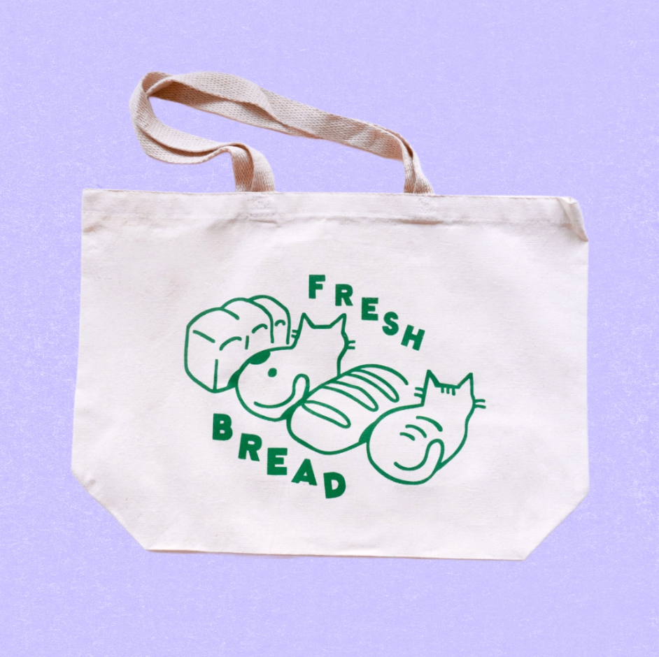 Fresh Bread Cat Loaf Tote Bag
