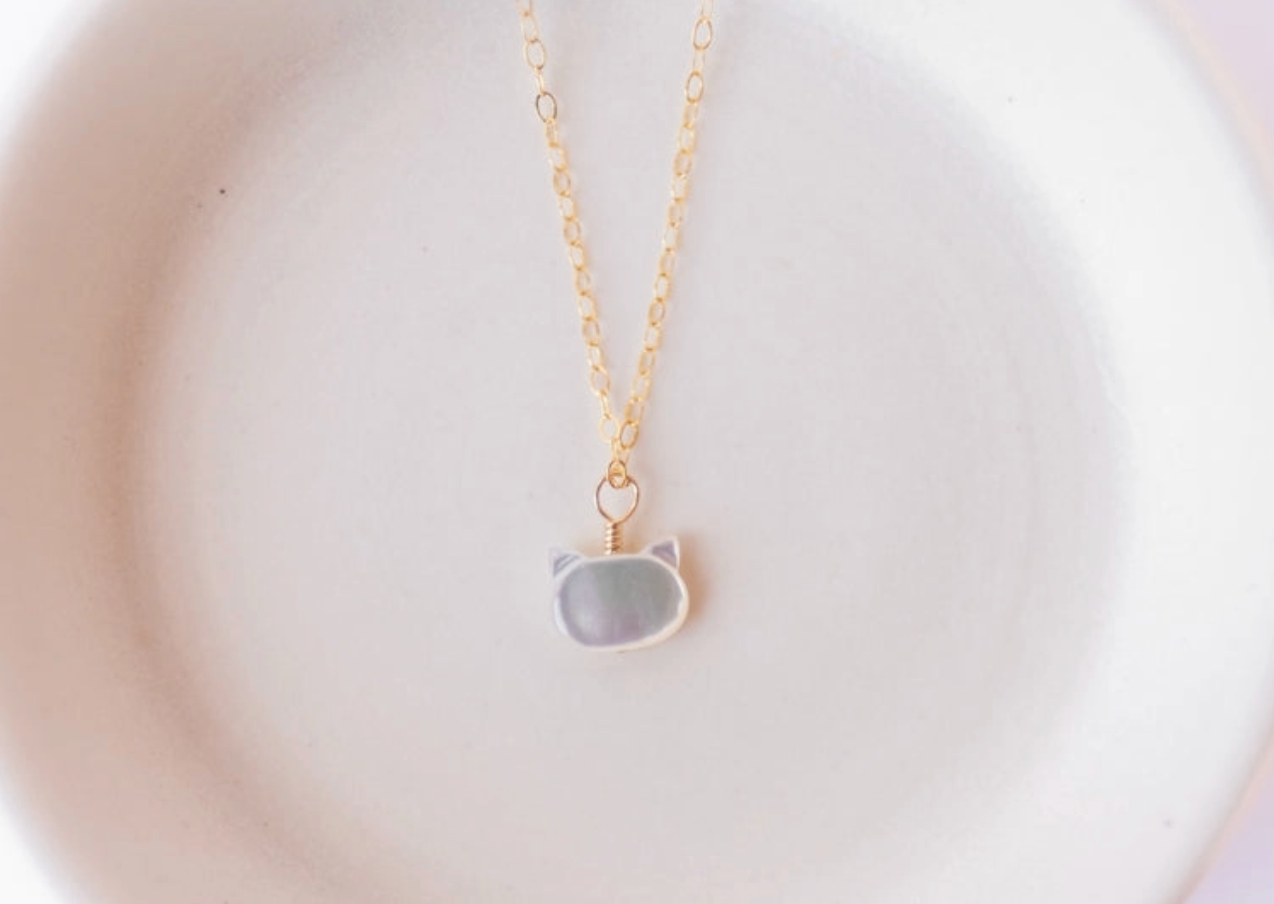 Mother of Pearl Cat Necklace