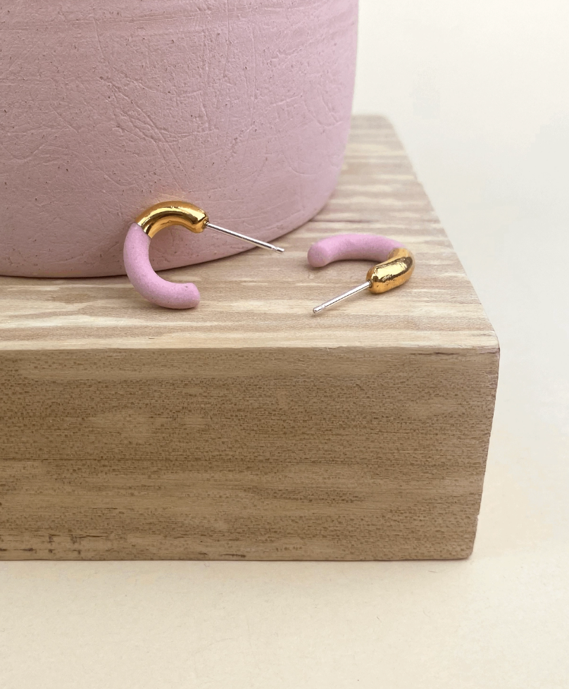 Porcelain Hoop Stud Earrings