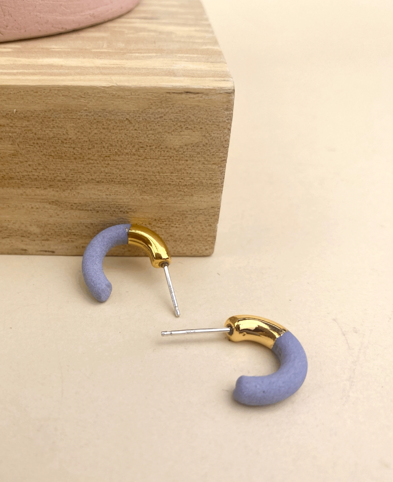 Porcelain Hoop Stud Earrings