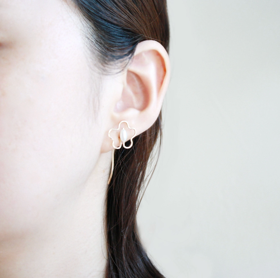 Flower Pearl Earrings, Small