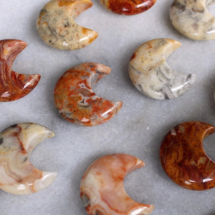 Lace Agate Crystal Moon