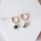 Labradorite Celestial Huggie Hoops