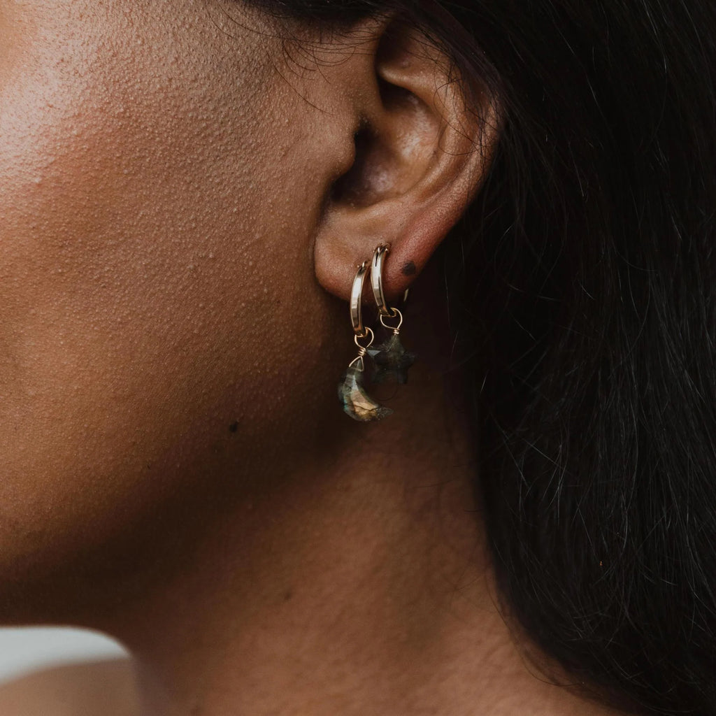 Labradorite Celestial Huggie Hoops