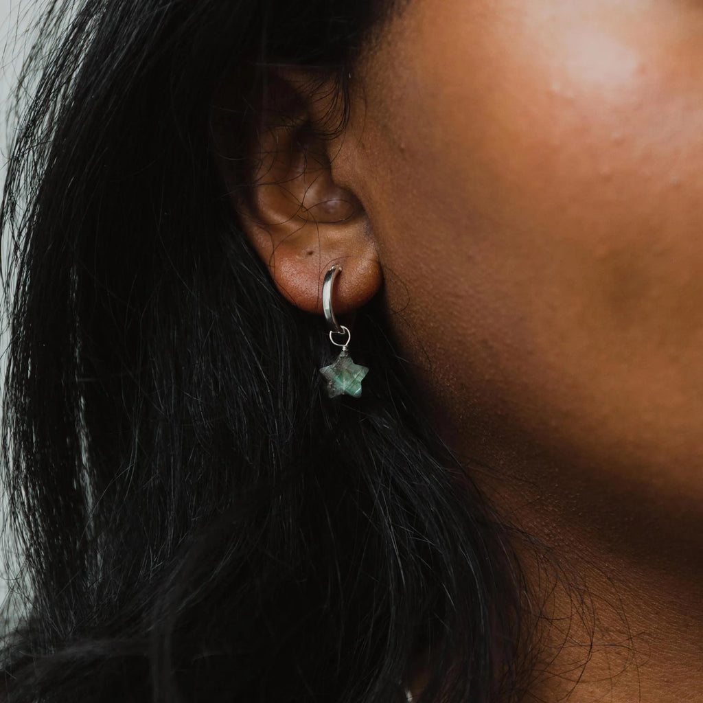 Labradorite Celestial Huggie Hoops