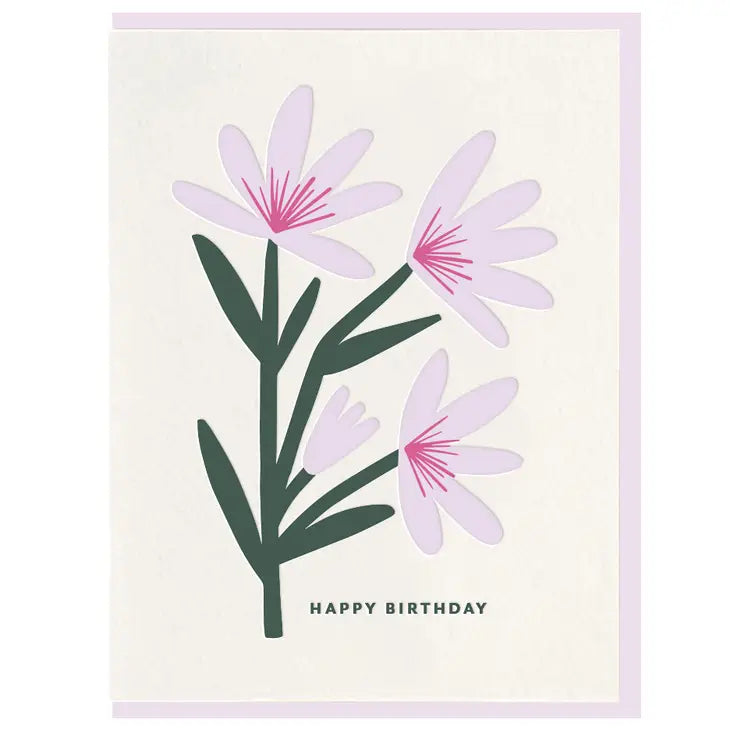 Birthday Flower Letterpress Greeting Card