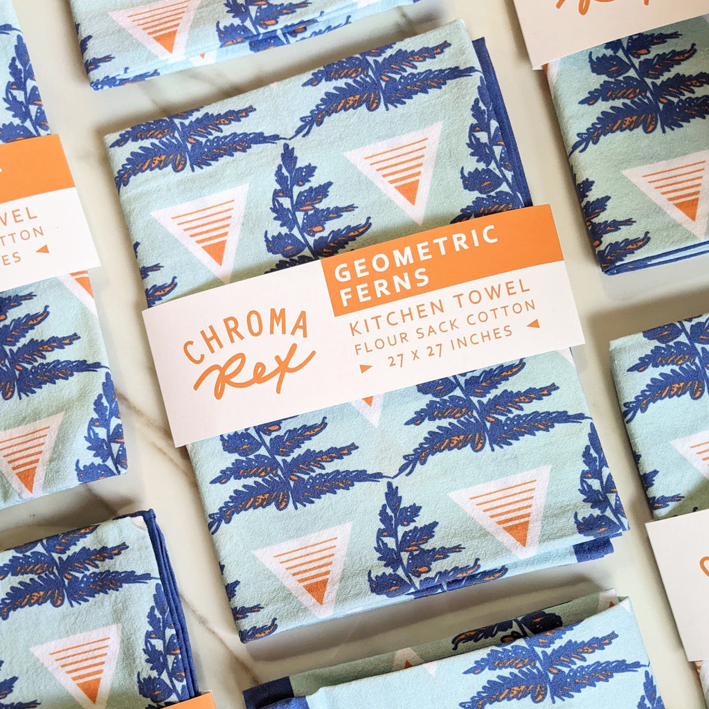 Geometric Ferns Kitchen Towel