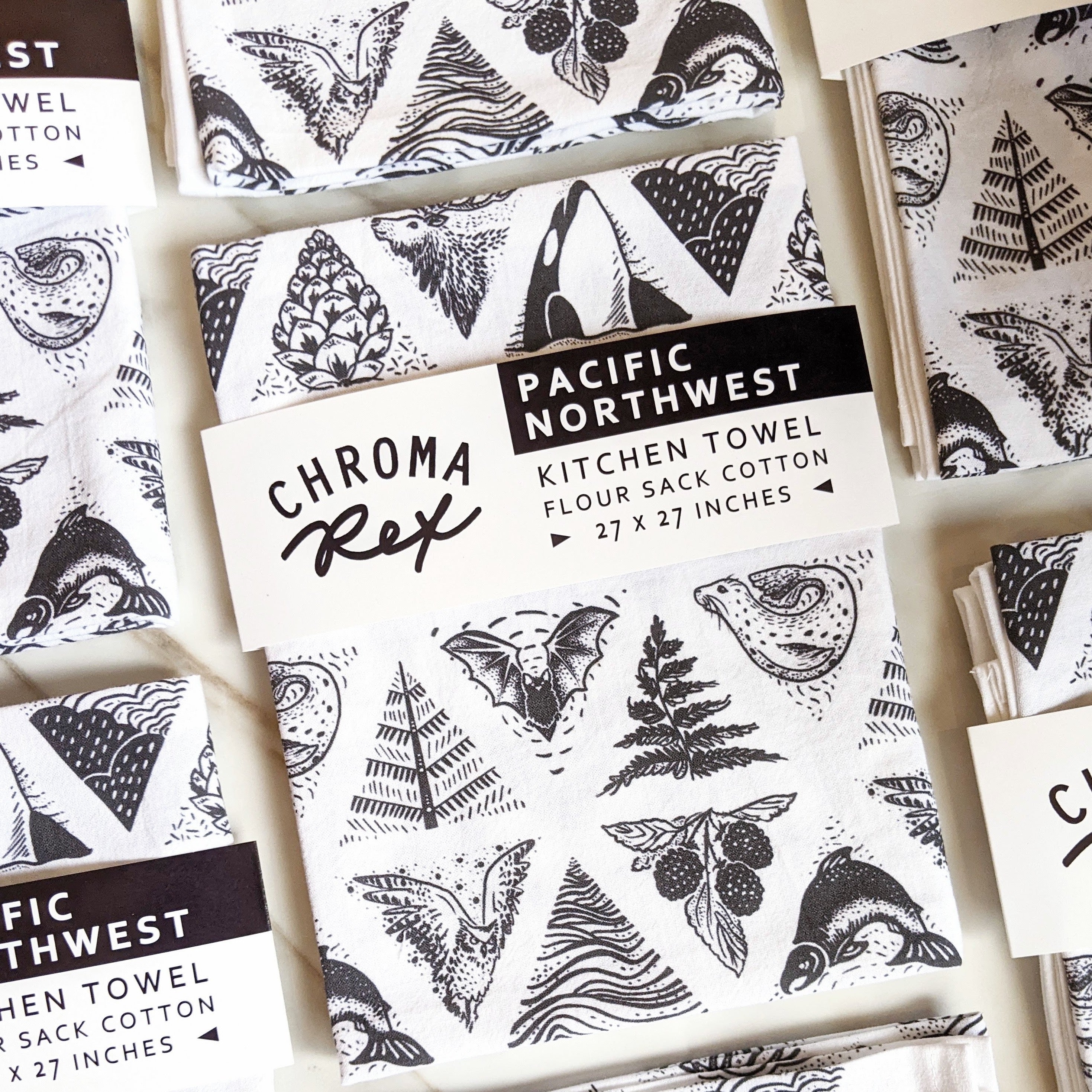 PNW Kitchen Towel, b&w