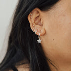Moonstone Star Huggie Hoops