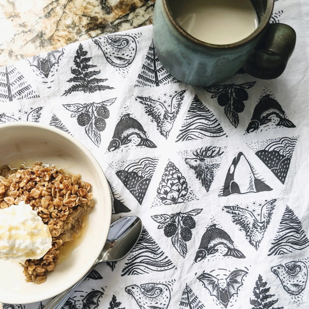 PNW Kitchen Towel, b&w