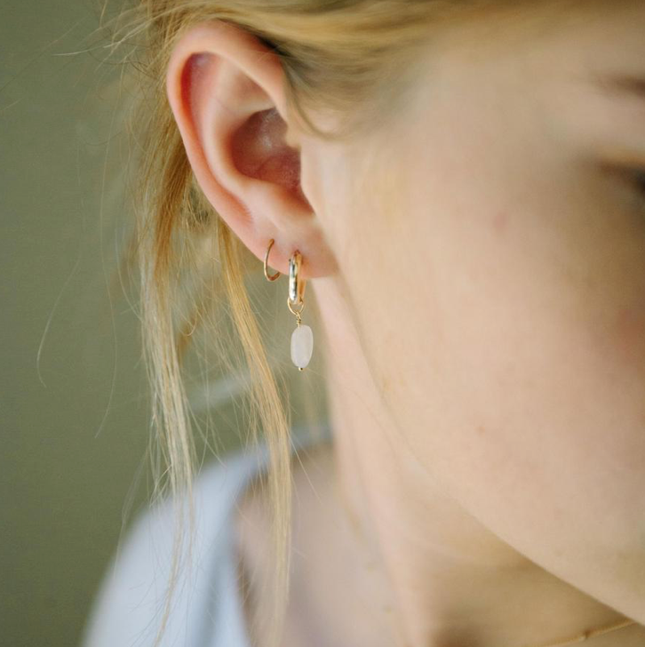 Moonstone Huggie Hoops