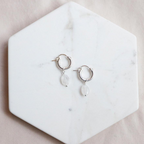 Moonstone Huggie Hoops