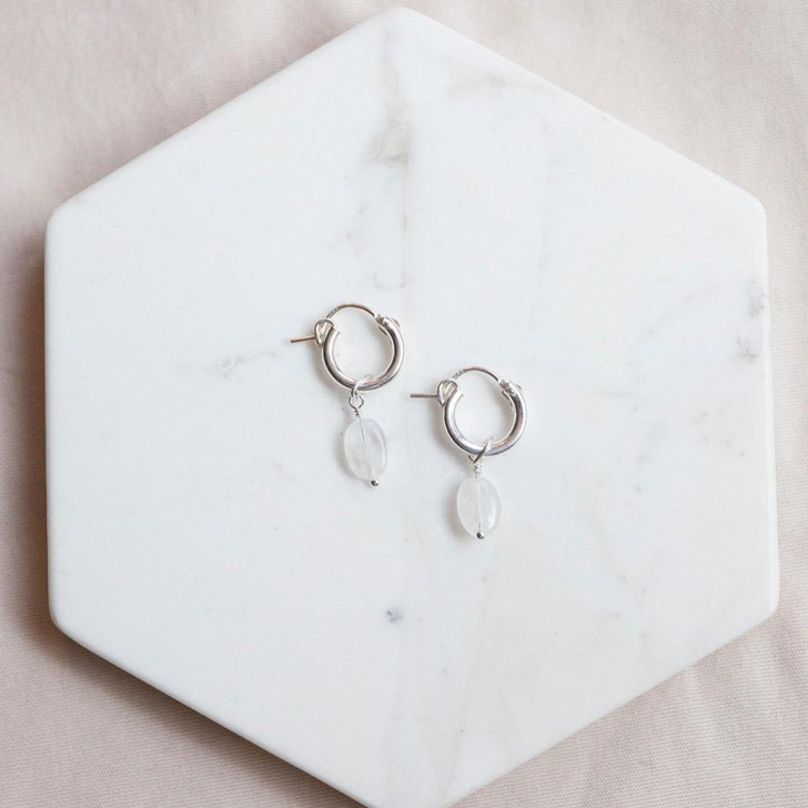 Moonstone Huggie Hoops