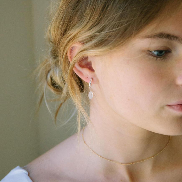 Moonstone Huggie Hoops