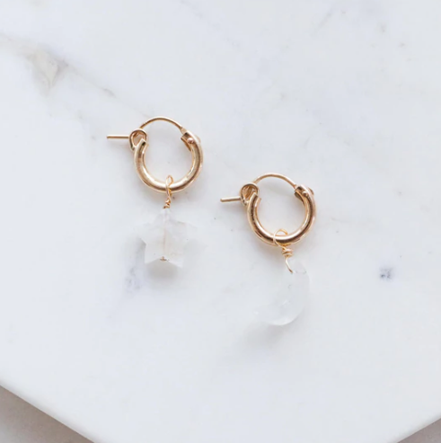 Moonstone Celestial Huggie Hoops