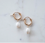 Pearl Huggie Hoops