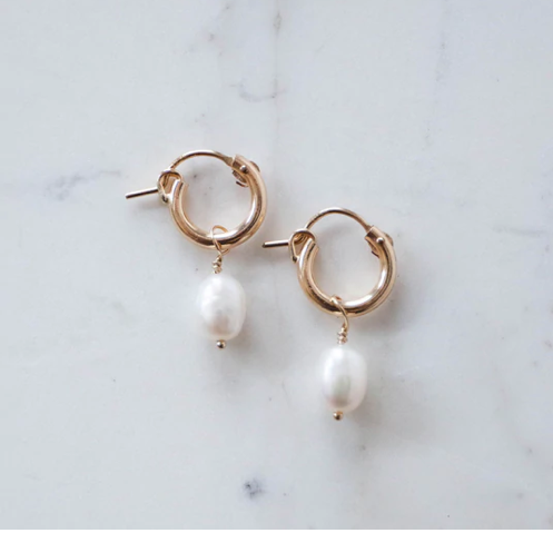 Pearl Huggie Hoops