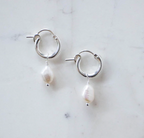 Pearl Huggie Hoops