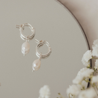 Pearl Huggie Hoops
