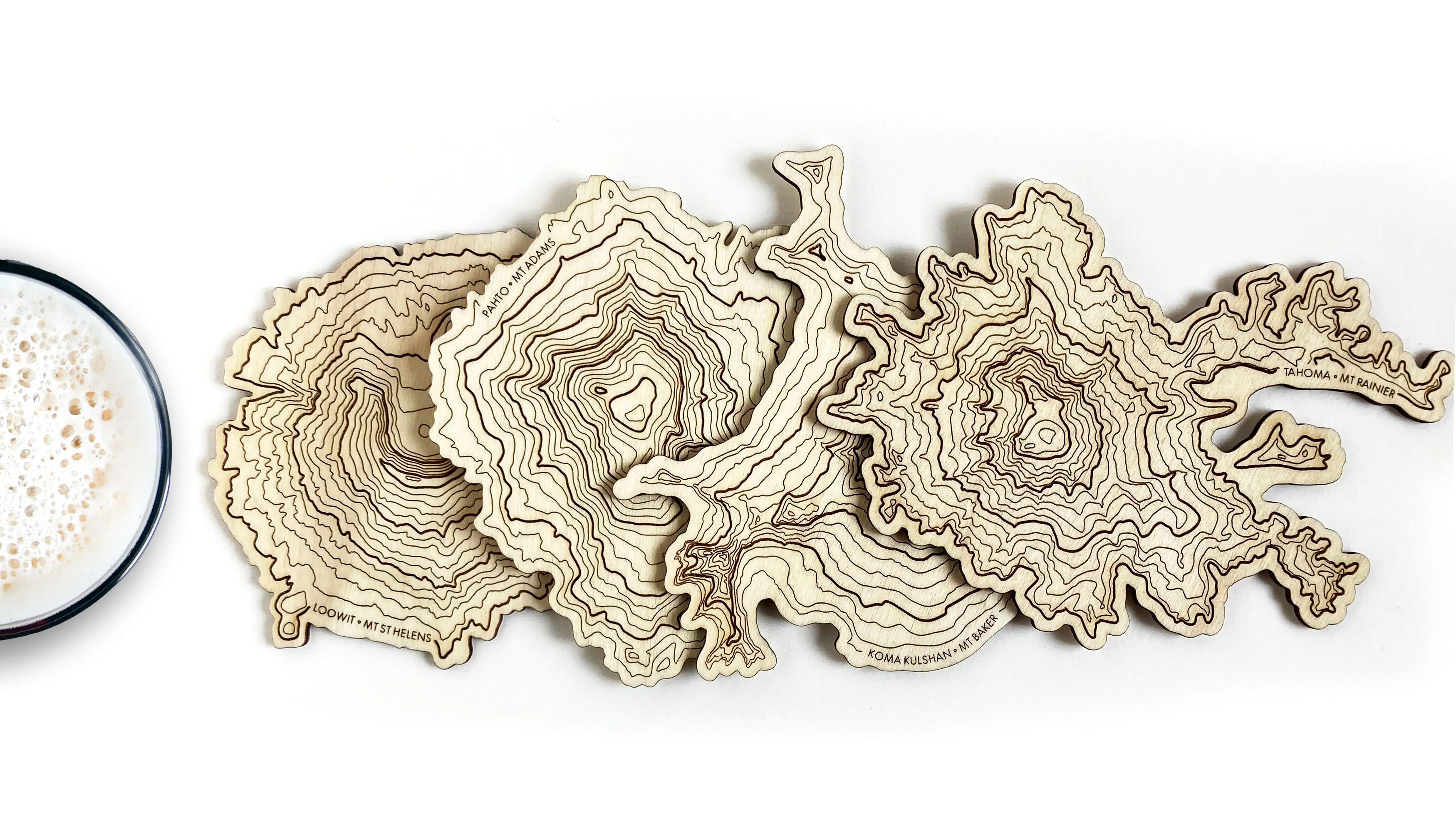 WA Volcanoes Topography Coasters - Set of 4