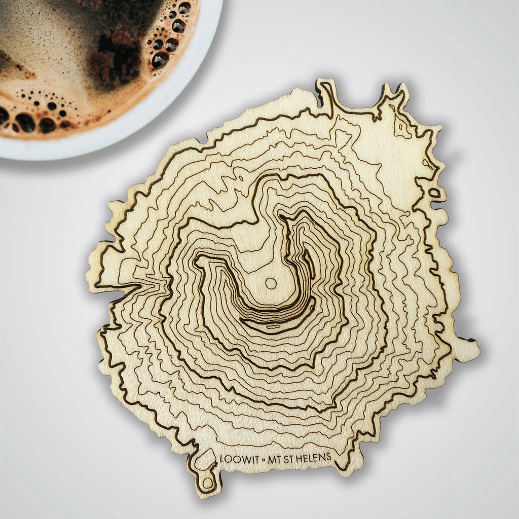 WA Volcanoes Topography Coasters - Set of 4