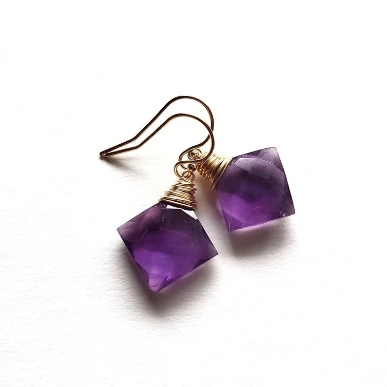 Purple Amethyst Simple Earrings