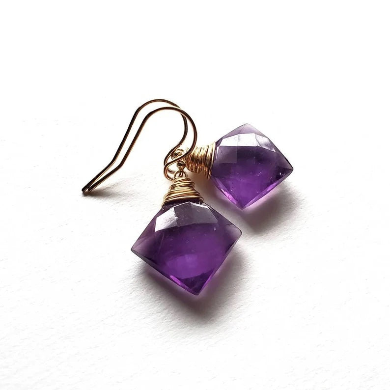 Purple Amethyst Simple Earrings