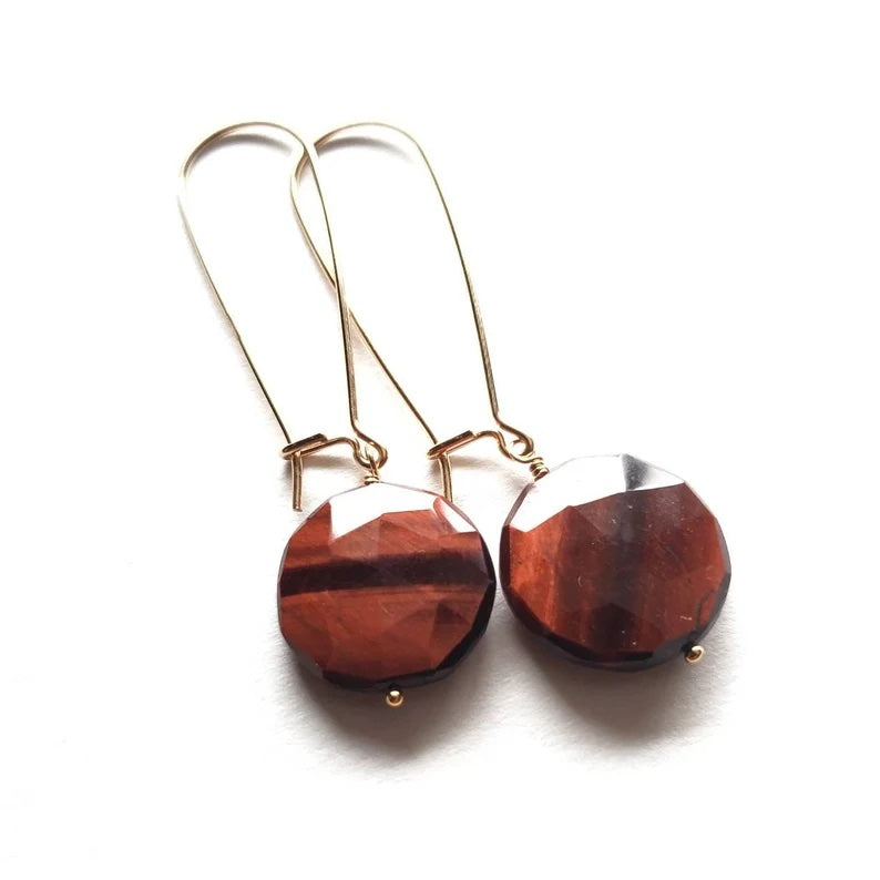 Red Tiger Eye Kidney Earrings