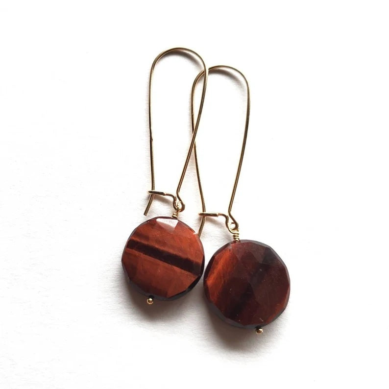 Red Tiger Eye Kidney Earrings