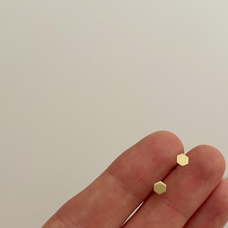Heiken Tiny Hexagon Stud Earrings