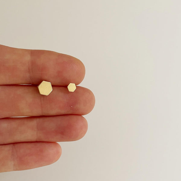 Heiken Tiny Hexagon Stud Earrings