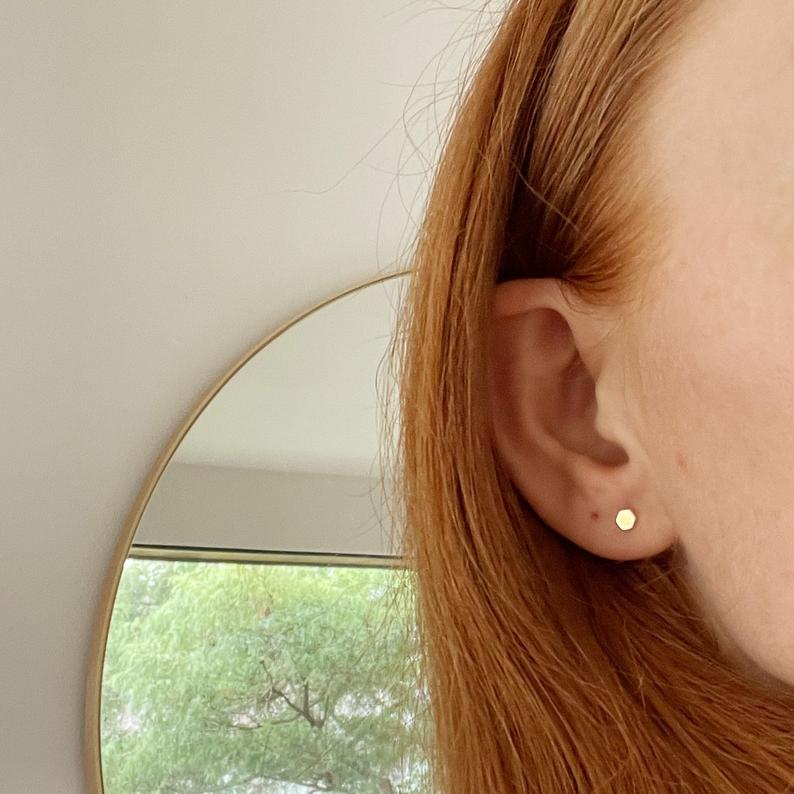 Heiken Tiny Hexagon Stud Earrings