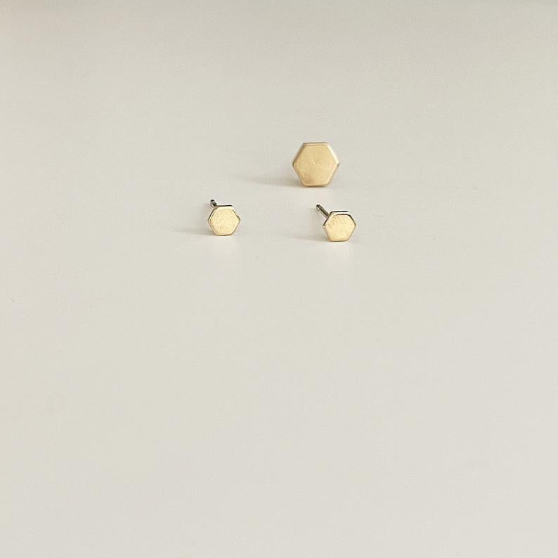 Heiken Tiny Hexagon Stud Earrings